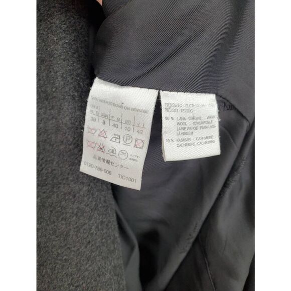 MaxMara Wool Cashmere Long Belted Coat Dark Grey Size 8 - Picture 5 of 7